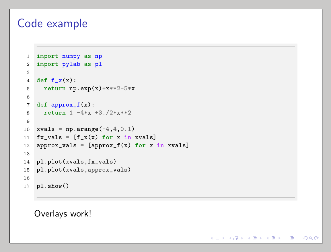 Template for code highlighting with minted in LaTeX beamer · 7